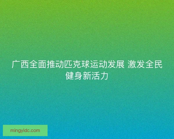 广西全面推动匹克球运动发展 激发全民健身新活力